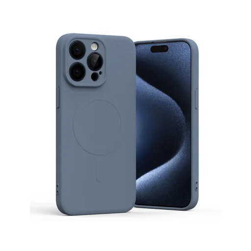 iPhone 15 Pro Max Mercury polosilikónové MagSafe puzdro sierra modrá - 1