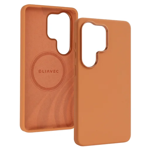 Liavec Silky puzdro s kovovým rámom fotoaparátu pre Samsung Galaxy S26 Ultra oranžové - 2