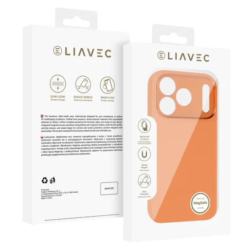 Liavec Silk Shield puzdro s kovovým rámom fotoaparátu iPhone 17 Pro Max oranžové puzdro - 5