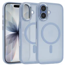 Liavec Cloudy puzdro s kovovým rámom fotoaparátu pre iPhone 17 modré (s tlačidlom na ovládanie fotoaparátu) puzdro