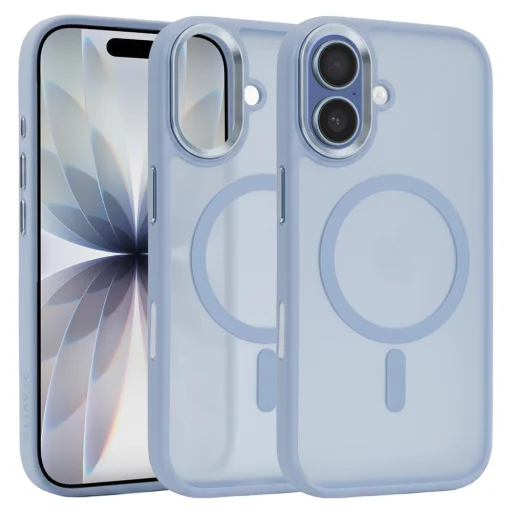 Liavec Cloudy puzdro s kovovým rámom fotoaparátu pre iPhone 17 modré (s tlačidlom na ovládanie fotoaparátu) puzdro - 1