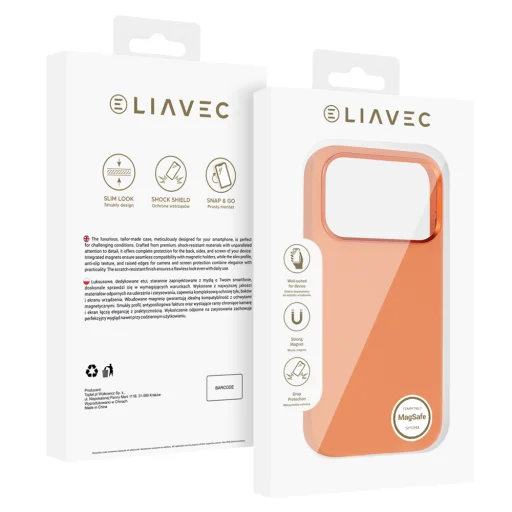 Liavec Silky kryt s kovovým rámom fotoaparátu pre iPhone 17 Pro Max oranžový - 5