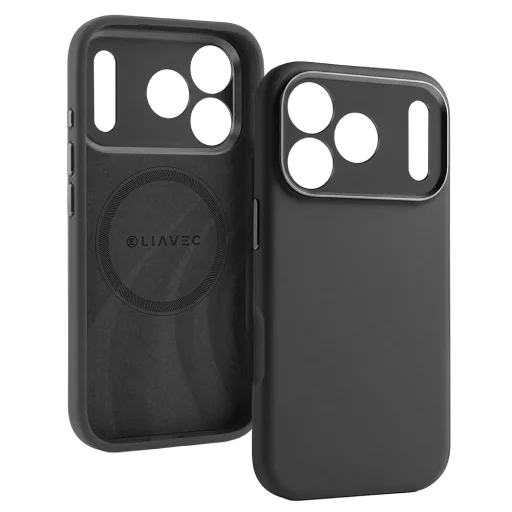 Liavec Silk Shield puzdro s kovovým rámom kamery iPhone 17 Pro Max čierne puzdro - 2