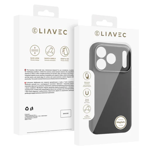 Liavec Silk Shield puzdro s kovovým rámom kamery iPhone 17 Pro Max čierne puzdro - 5