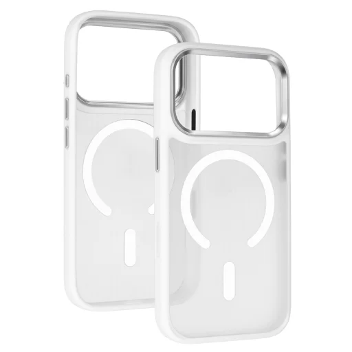 Liavec Cloudy puzdro s kovovým rámčekom fotoaparátu pre iPhone 17 Pro biele (tlačidlo ovládania fotoaparátu) - 2