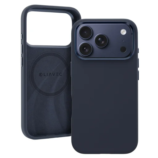 Liavec Silky kryt s kovovým rámom fotoaparátu na iPhone 17 Pro Max tmavomodrý - 1