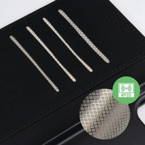 Samsung Galaxy A56 5G 4Card RFID knižkové puzdro proti krádeži z čiernej ekokože - 7