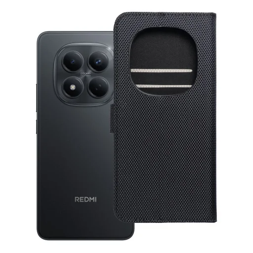 Xiaomi Redmi Note 15 Pro+ Plus 5G knižkové puzdro proti krádeži na 4 karty RFID čierne puzdro z technickej tkaniny - 8