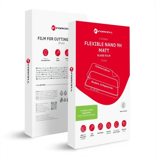 Forcell F-Protect Flexible NANO 9H Matt 0,38 mm 196 x 125 mm 10 ks hybridná nano sklenená fólia pre rezací stroj 2. a 3. generácia - 1