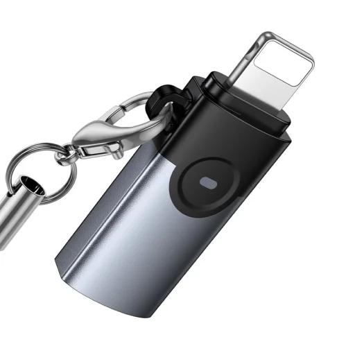 Hoco UA46A OTG Lightning - USB-C adaptér 2A sivý - 6