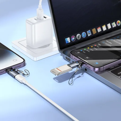 Hoco UA46A OTG Lightning - USB-C adaptér 2A sivý - 8