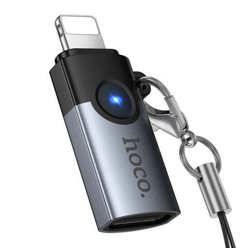 Hoco UA46A OTG Lightning - USB-C adaptér 2A sivý - 1