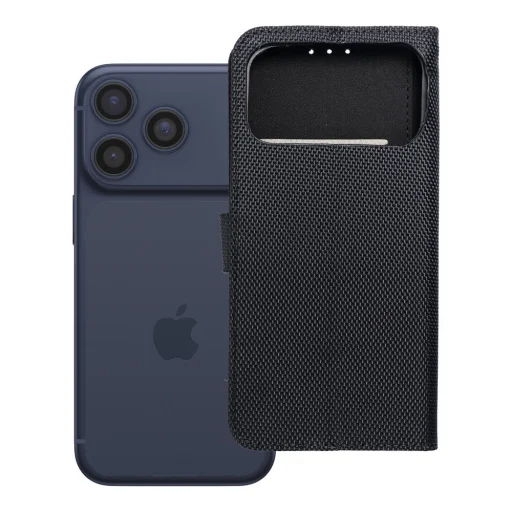 iPhone 17 Pro Max knižkové puzdro proti krádeži na 4 karty RFID čierne z technickej tkaniny - 8