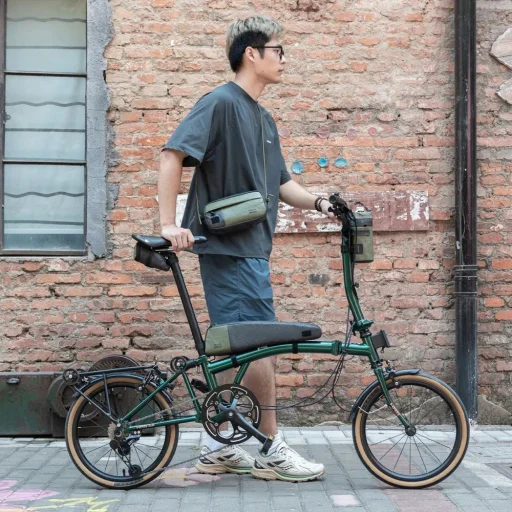 Rockbros DB005 felsőcsövi biciklis táska 0.9L - Fekete és Zöld - 5