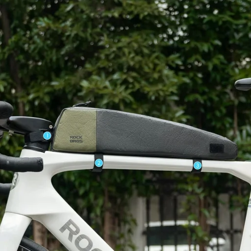 Rockbros DB005 felsőcsövi biciklis táska 0.9L - Fekete és Zöld - 6