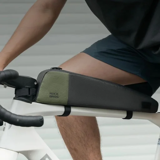 Rockbros DB005 taška na hornú rámovú trubku 0,9 l - čierna a zelená - 4