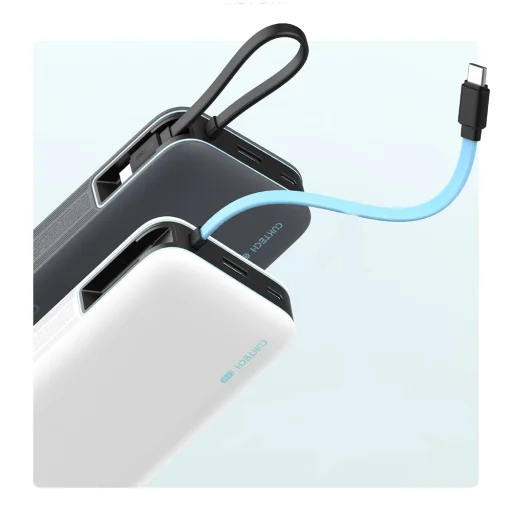 Cuktech CUKP200NGLLG 55W 20000mAh Powerbanka so zabudovaným USB-C káblom - biela - 2