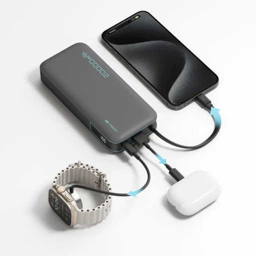 Cuktech CUKP200NGLLG 55W 20000mAh Powerbanka so zabudovaným USB-C káblom - biela - 4