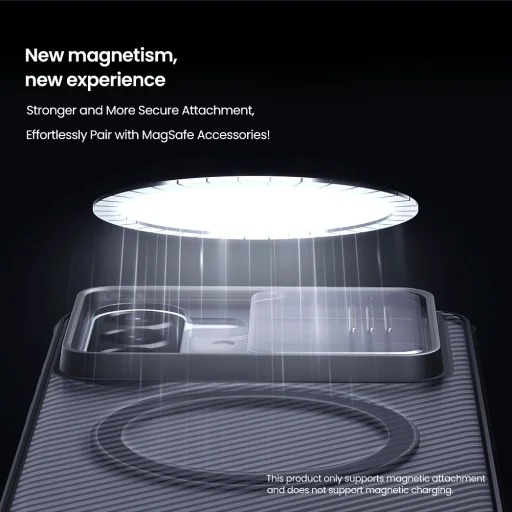 Nillkin CamShield PRO Magnetické puzdro pre Samsung Galaxy A57 Priehľadné čierne puzdro - 3