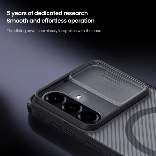 Nillkin CamShield PRO Magnetické puzdro pre Samsung Galaxy A57 Priehľadné čierne puzdro - 4