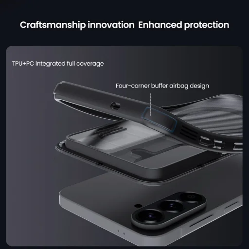 Nillkin CamShield PRO Magnetické puzdro pre Samsung Galaxy A57 Priehľadné čierne puzdro - 6