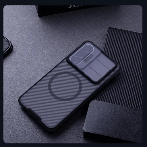 Nillkin CamShield PRO Magnetické puzdro pre Samsung Galaxy A57 Priehľadné čierne puzdro - 9