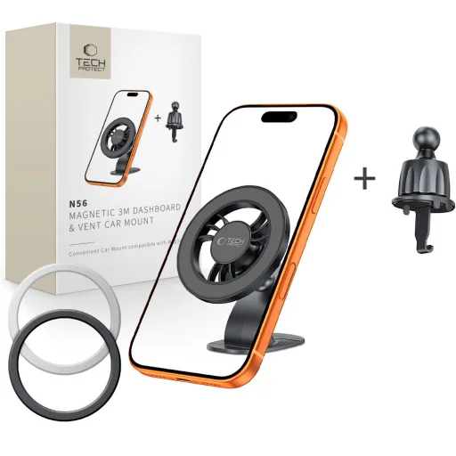 Tech-Protect N56 magnetický držiak do auta s MagSafe na palubnú dosku a do ventilačnej mriežky 3M čierny - 1