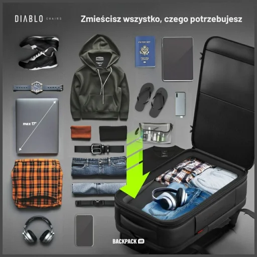 Multifunkčný vákuový batoh Diablo Chairs Backpack Air čierny - 10