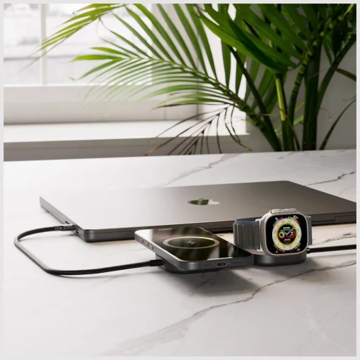 Zens Pro 3 2 v 1 bezdrôtová nabíjačka pre Apple Watch Qi2 15W USB-C/USB-C čierna - 5