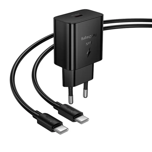 Hoco USB-C QC PD 25W sieťová nabíjačka + kábel USB-C – USB-C N76 čierna - 3
