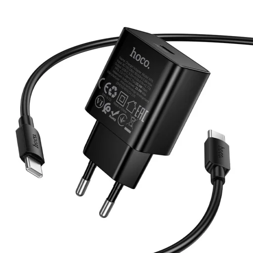 Hoco USB-C QC PD 25W sieťová nabíjačka + kábel USB-C – USB-C N76 čierna - 5