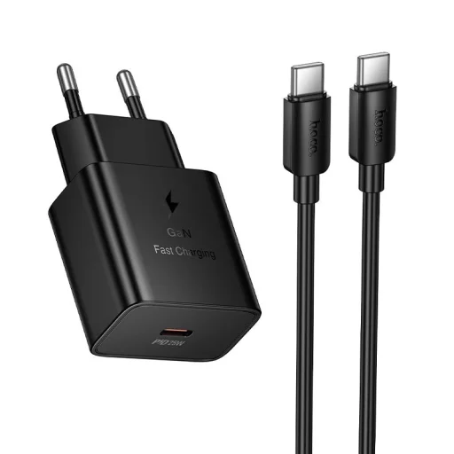 Hoco USB-C QC PD 25W sieťová nabíjačka + kábel USB-C – USB-C N76 čierna - 1