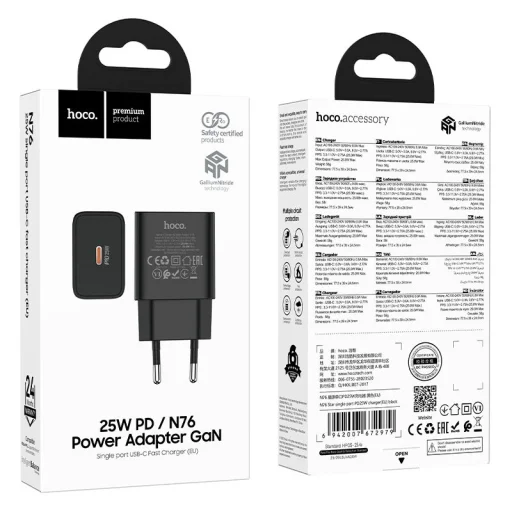 Hoco USB-C QC PD 25W N76 sieťový nabíjací adaptér čierny - 9