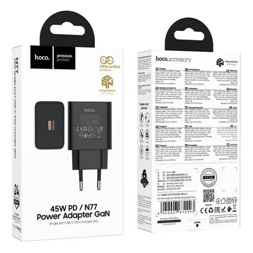 Hoco USB-C QC PD 45W N77 sieťový nabíjací adaptér čierny - 9
