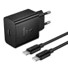 Hoco USB-C QC PD 45W sieťový nabíjací adaptér + USB-C - USB-C kábel čierny thumbnail