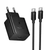 Hoco USB-C QC PD 45W sieťový nabíjací adaptér + USB-C - USB-C kábel čierny thumbnail