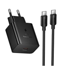 Hoco USB-C QC PD 45W sieťový nabíjací adaptér + USB-C - USB-C kábel čierny