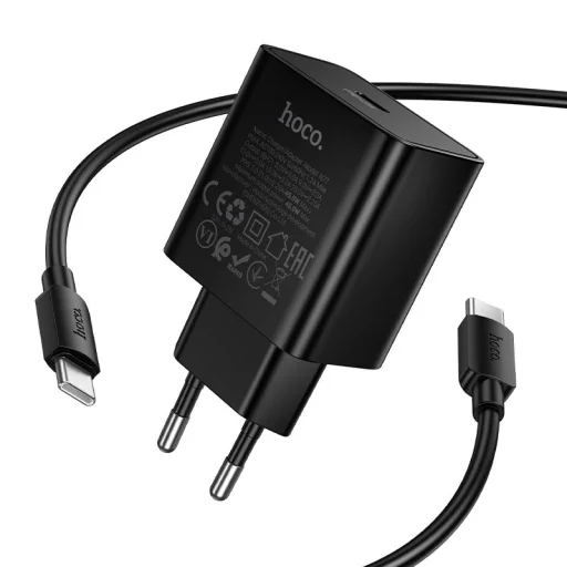 Hoco USB-C QC PD 45W sieťový nabíjací adaptér + USB-C - USB-C kábel čierny - 5