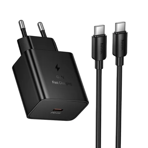 Hoco USB-C QC PD 45W sieťový nabíjací adaptér + USB-C - USB-C kábel čierny - 1