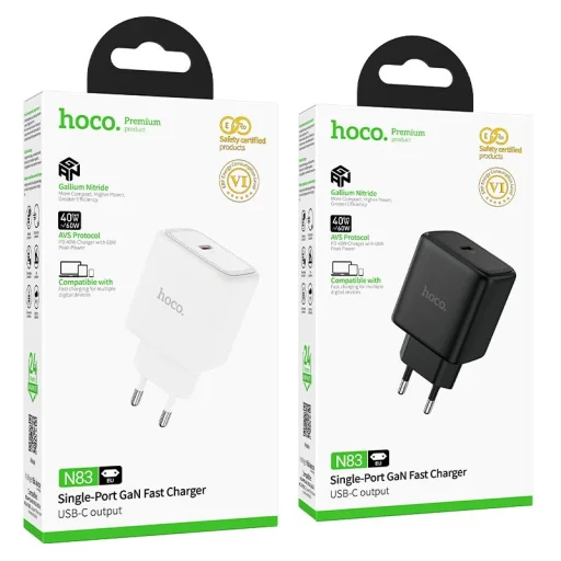 GaN nabíjačka na telefón Hoco USB C PD AVS 40W max 60W N83 biela - 5