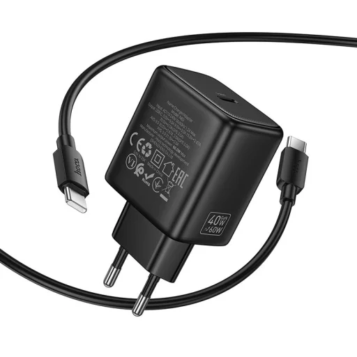 Hoco USB-C PD AVS GaN sieťová nabíjačka s káblom USB-C – USB-C N83 čierna 40W max. 60W - 3
