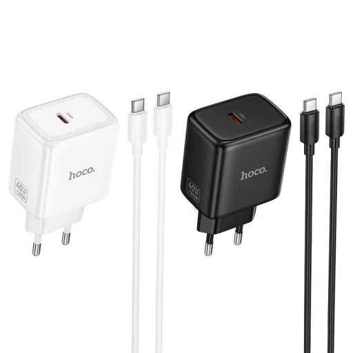 Hoco USB-C PD AVS GaN sieťová nabíjačka s káblom USB-C – USB-C N83 čierna 40W max. 60W - 4