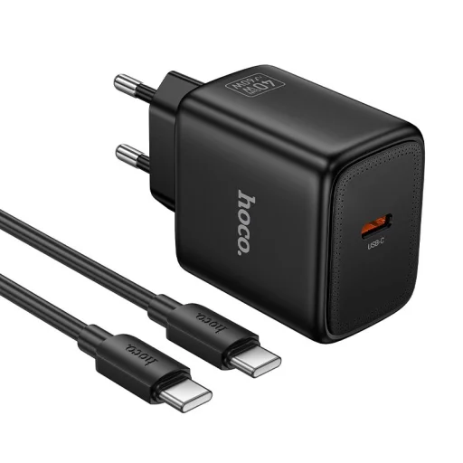 Hoco USB-C PD AVS GaN sieťová nabíjačka s káblom USB-C – USB-C N83 čierna 40W max. 60W - 1