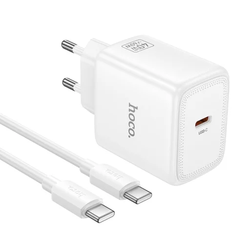 Hoco USB-C PD AVS GaN sieťový nabíjací adaptér 40W max. so 60W USB-C - USB-C káblom N83 biely - 1