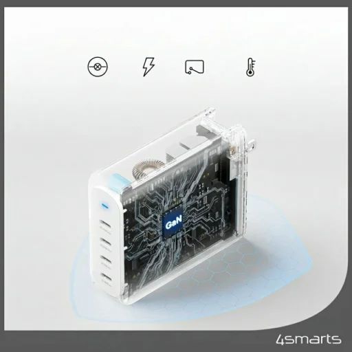 4smarts GaN Flex Pro Travel 200W 4 USB-C biely sieťový nabíjací adaptér - 7