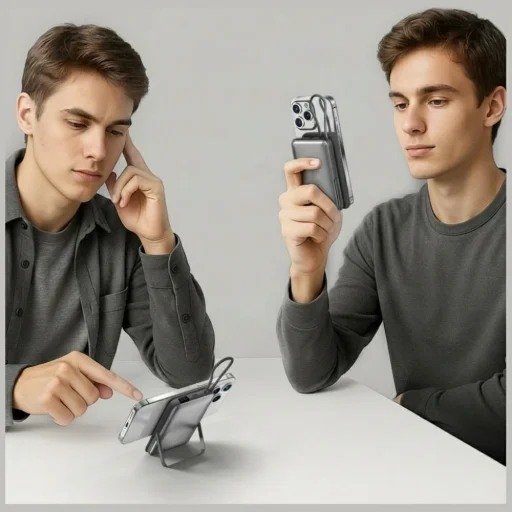 4smarts Enterprise Pocket vezeték nélküli powerbank 10000mAh 22.5W, Qi2 kompatibilis, asztroszürke - 4