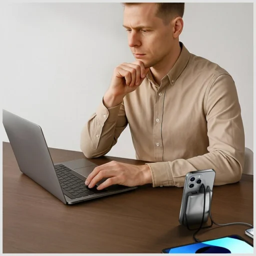 4smarts Enterprise Pocket vezeték nélküli powerbank 10000mAh 22.5W, Qi2 kompatibilis, asztroszürke - 5