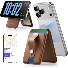 ESR - Geo HaloLock Wallet Stand tok (2K6091062) - MagSafe, Vegán bőr, Minden egyben zseb, 1–5 kártya tárolására - Karamell barna