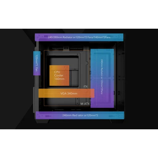 DarkFlash B275 fekete számítógép ház (ventilátorok nélkül) - 11