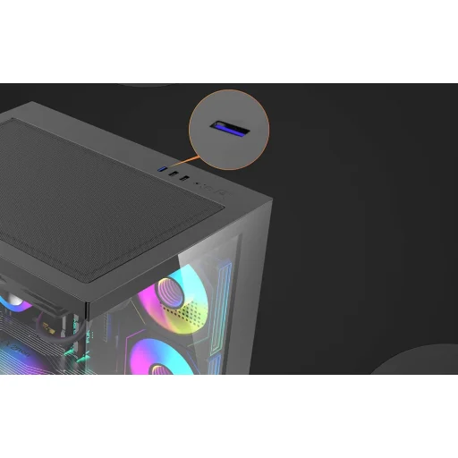 DarkFlash B275 fekete számítógép ház (ventilátorok nélkül) - 12